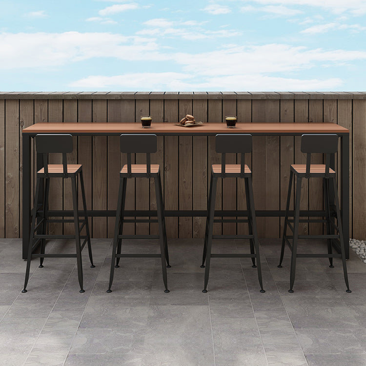 Modern Trestle Counter-height Pub Table Outdoor Rectangle Event and Cocktail Table 70.9"L x 15.7"W x 41.3"H Black Without Chairs Clearhalo 'Bar Furniture' 'Bar Tables' 'bar_tables' 'furn' 'furn_bar_tables' 'Furniture' 'furniture_bar_tables' 'Kitchen & Dining Furniture' 4335437