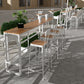 White Modern Pub Height Dining Table Outdoor Wood Footrest Bar Height Cocktail Table 78.7"L x 15.7"W x 41.3"H Without Chairs Clearhalo 'Bar Furniture' 'Bar Tables' 'bar_tables' 'furn' 'furn_bar_tables' 'Furniture' 'furniture_bar_tables' 'Kitchen & Dining Furniture' 'kitchen&dining_furn' 'kitchen' 4335448