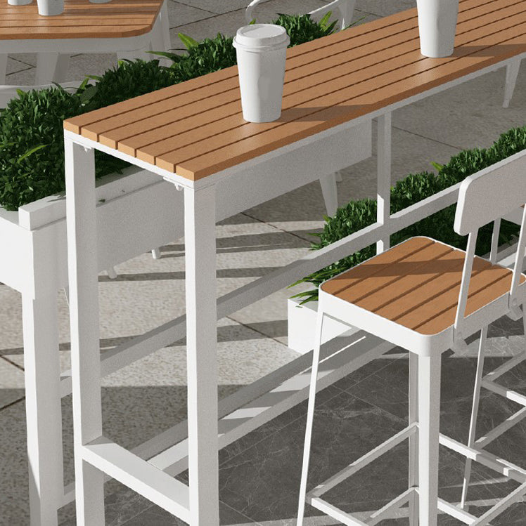 White Modern Pub Height Dining Table Outdoor Wood Footrest Bar Height Cocktail Table Clearhalo 'Bar Furniture' 'Bar Tables' 'bar_tables' 'furn' 'furn_bar_tables' 'Furniture' 'furniture_bar_tables' 'Kitchen & Dining Furniture' 'kitchen&dining_furn' 'kitchen' 4335451