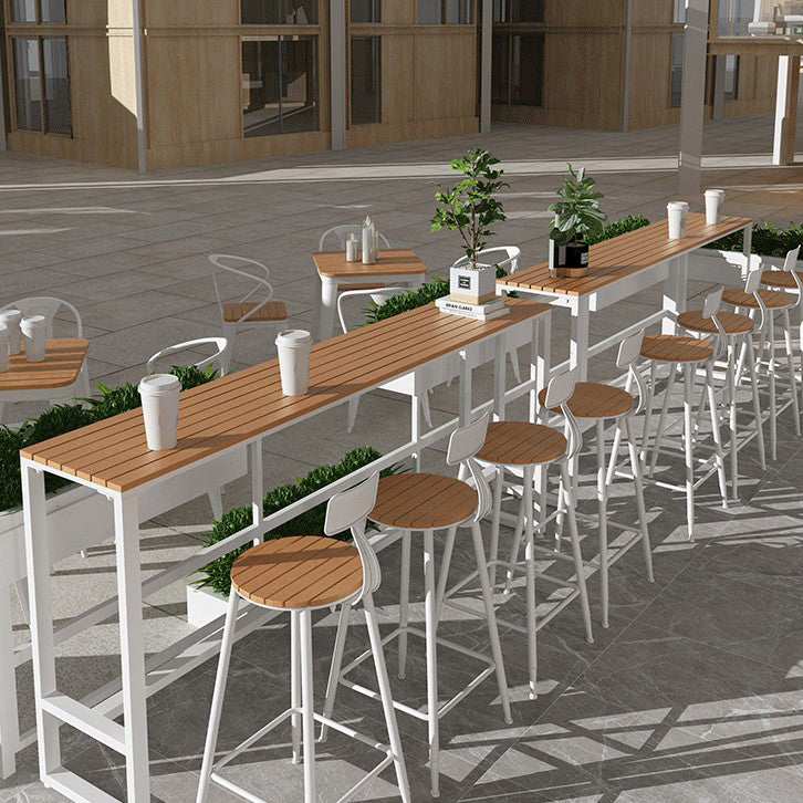 White Modern Pub Height Dining Table Outdoor Wood Footrest Bar Height Cocktail Table Clearhalo 'Bar Furniture' 'Bar Tables' 'bar_tables' 'furn' 'furn_bar_tables' 'Furniture' 'furniture_bar_tables' 'Kitchen & Dining Furniture' 'kitchen&dining_furn' 'kitchen' 4335452