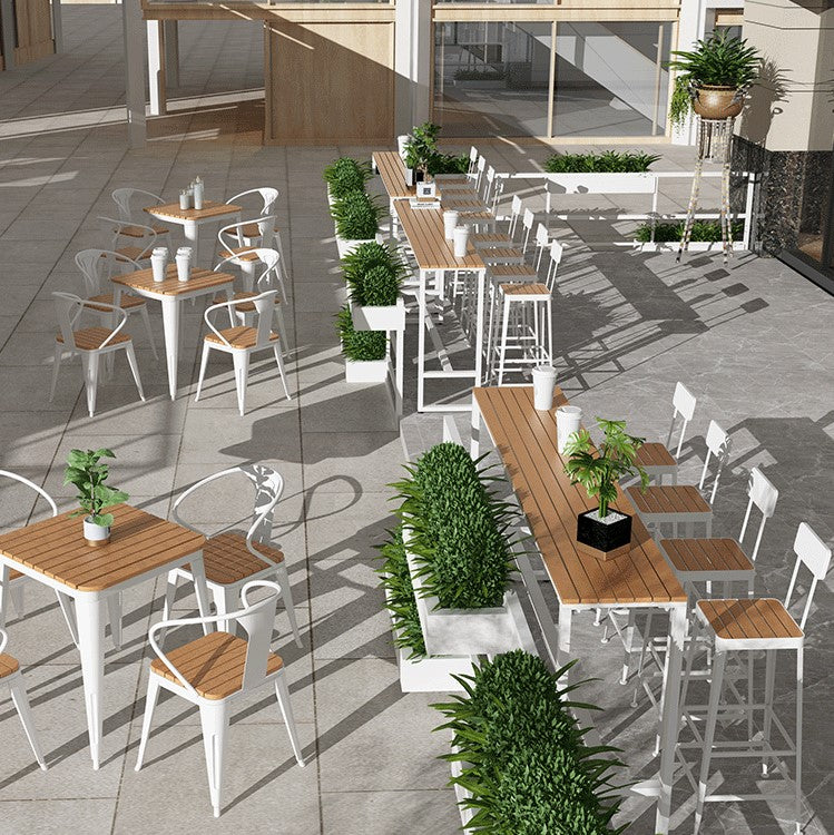 White Modern Pub Height Dining Table Outdoor Wood Footrest Bar Height Cocktail Table Clearhalo 'Bar Furniture' 'Bar Tables' 'bar_tables' 'furn' 'furn_bar_tables' 'Furniture' 'furniture_bar_tables' 'Kitchen & Dining Furniture' 'kitchen&dining_furn' 'kitchen' 4335455