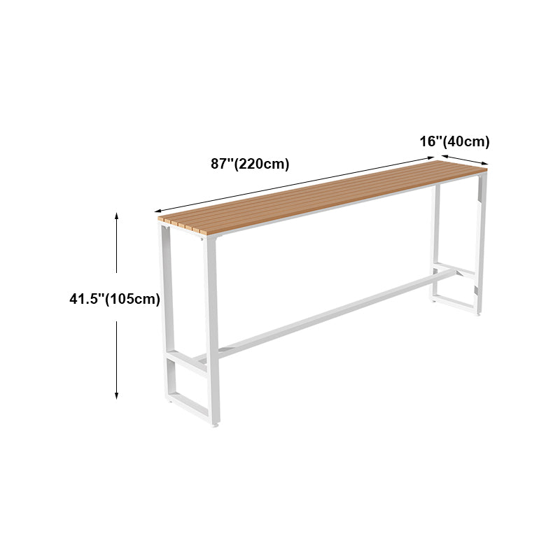 White Modern Pub Height Dining Table Outdoor Wood Footrest Bar Height Cocktail Table Clearhalo 'Bar Furniture' 'Bar Tables' 'bar_tables' 'furn' 'furn_bar_tables' 'Furniture' 'furniture_bar_tables' 'Kitchen & Dining Furniture' 'kitchen&dining_furn' 'kitchen' 4335461