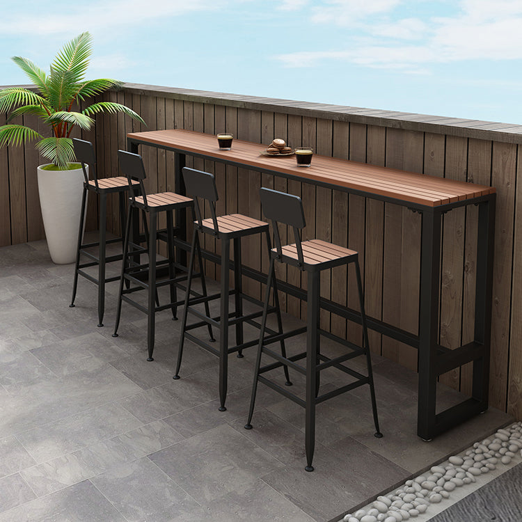 Rectangle Wood Trestle Bar Wine Table Modern Outdoor Footrest Pub/Bar Table Clearhalo 'Bar Furniture' 'Bar Tables' 'bar_tables' 'furn' 'furn_bar_tables' 'Furniture' 'furniture_bar_tables' 'Kitchen & Dining Furniture' 'kitchen&dining_furn' 'kitchen' 4335484