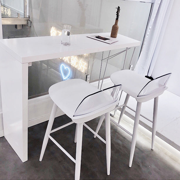 Modern White Counter Height Table Metal and Wood Indoor Rectangle Pub Bar Table Clearhalo 'Bar Furniture' 'Bar Tables' 'bar_tables' 'furn' 'furn_bar_tables' 'Furniture' 'furniture_bar_tables' 'Kitchen & Dining Furniture' 'kitchen&dining_furn' 'kitchen' 4335498