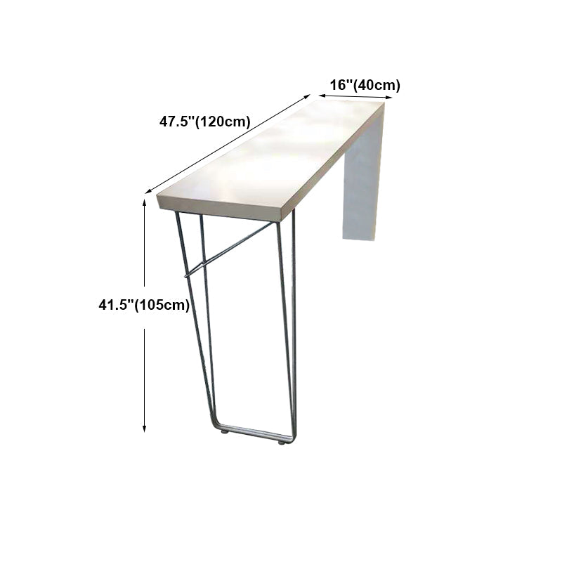 Modern White Counter Height Table Metal and Wood Indoor Rectangle Pub Bar Table Clearhalo 'Bar Furniture' 'Bar Tables' 'bar_tables' 'furn' 'furn_bar_tables' 'Furniture' 'furniture_bar_tables' 'Kitchen & Dining Furniture' 'kitchen&dining_furn' 'kitchen' 4335502