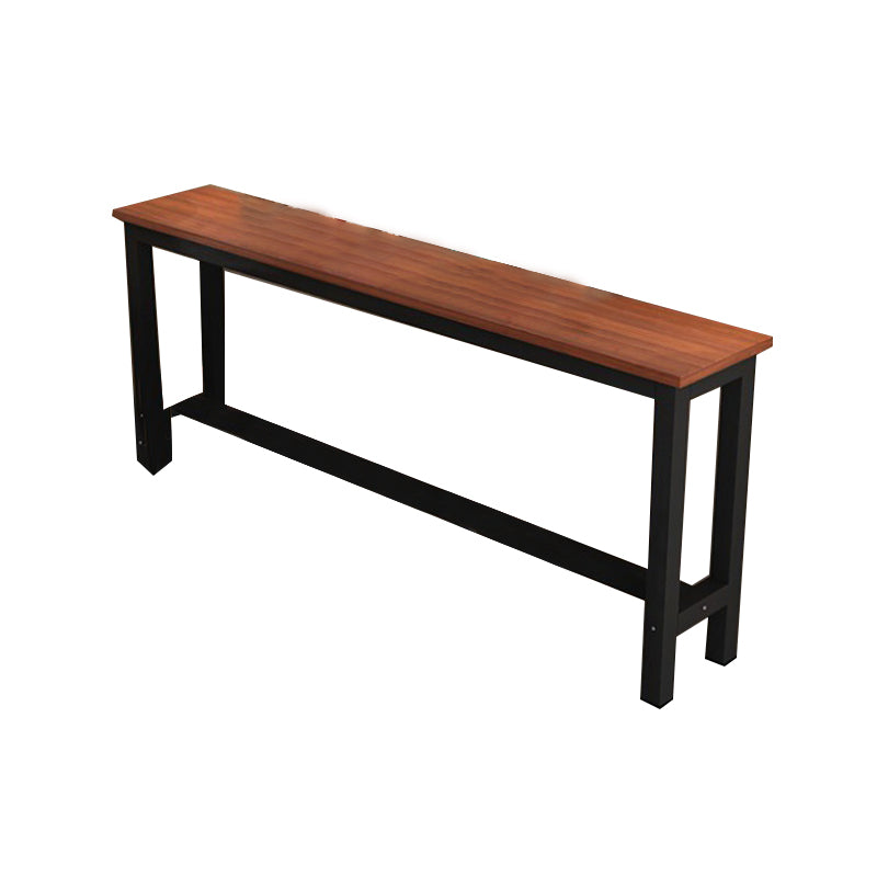 Indoor Wood Trestle Hall/Pub Table Rectangle Footrest Counter Height Dining Table Dark Wood Without Chairs Clearhalo 'Bar Furniture' 'Bar Tables' 'bar_tables' 'furn' 'furn_bar_tables' 'Furniture' 'furniture_bar_tables' 'Kitchen & Dining Furniture' 4335509