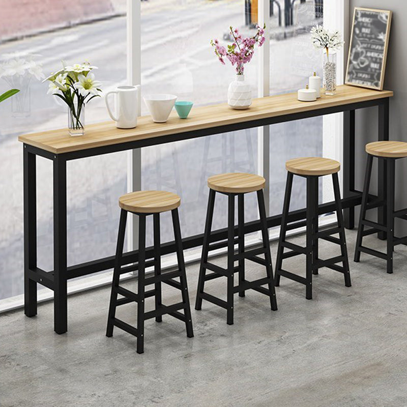 Black and Natural Bistro Accent Dining Table Wood and Metal Cocktail Bar Table 39.4"L x 15.7"W x 39.4"H Without Chairs Clearhalo 'Bar Furniture' 'Bar Tables' 'bar_tables' 'furn' 'furn_bar_tables' 'Furniture' 'furniture_bar_tables' 'Kitchen & Dining Furniture' 'kitchen&dining_furn' 'kitchen' 4335521
