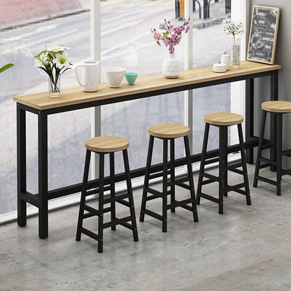 Black and Natural Bistro Accent Dining Table Wood and Metal Cocktail Bar Table 39.4"L x 15.7"W x 39.4"H Without Chairs Clearhalo 'Bar Furniture' 'Bar Tables' 'bar_tables' 'furn' 'furn_bar_tables' 'Furniture' 'furniture_bar_tables' 'Kitchen & Dining Furniture' 'kitchen&dining_furn' 'kitchen' 4335521