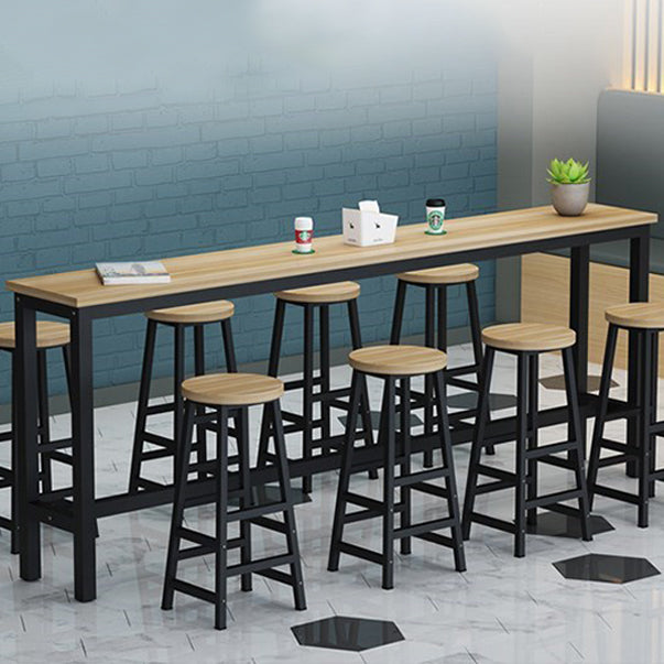 Black and Natural Bistro Accent Dining Table Wood and Metal Cocktail Bar Table 47.2"L x 15.7"W x 39.4"H Without Chairs Clearhalo 'Bar Furniture' 'Bar Tables' 'bar_tables' 'furn' 'furn_bar_tables' 'Furniture' 'furniture_bar_tables' 'Kitchen & Dining Furniture' 'kitchen&dining_furn' 'kitchen' 4335522