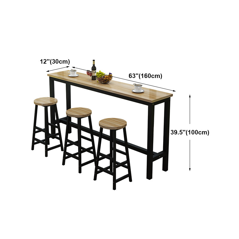 Black and Natural Bistro Accent Dining Table Wood and Metal Cocktail Bar Table Clearhalo 'Bar Furniture' 'Bar Tables' 'bar_tables' 'furn' 'furn_bar_tables' 'Furniture' 'furniture_bar_tables' 'Kitchen & Dining Furniture' 'kitchen&dining_furn' 'kitchen' 4335530