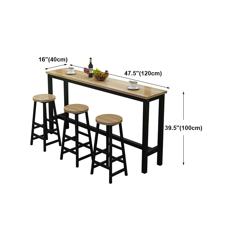 Black and Natural Bistro Accent Dining Table Wood and Metal Cocktail Bar Table Clearhalo 'Bar Furniture' 'Bar Tables' 'bar_tables' 'furn' 'furn_bar_tables' 'Furniture' 'furniture_bar_tables' 'Kitchen & Dining Furniture' 'kitchen&dining_furn' 'kitchen' 4335533
