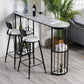 Marble Indoor Double Pedestal Cocktail Bar Table Storage Modern Pub/Bar Table 70.9"L x 15.7"W x 41.3"H Black Without Chairs Clearhalo 'Bar Furniture' 'Bar Tables' 'bar_tables' 'furn' 'furn_bar_tables' 'Furniture' 'furniture_bar_tables' 'Kitchen & Dining Furniture' 'kitchen&dining_furn' 'kitchen' 4335537