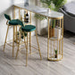 Marble Indoor Double Pedestal Cocktail Bar Table Storage Modern Pub/Bar Table 70.9"L x 15.7"W x 41.3"H Gold Without Chairs Clearhalo 'Bar Furniture' 'Bar Tables' 'bar_tables' 'furn' 'furn_bar_tables' 'Furniture' 'furniture_bar_tables' 'Kitchen & Dining Furniture' 'kitchen&dining_furn' 'kitchen' 4335540