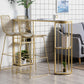 Marble Indoor Double Pedestal Cocktail Bar Table Storage Modern Pub/Bar Table 63"L x 15.7"W x 41.3"H Gold Without Chairs Clearhalo 'Bar Furniture' 'Bar Tables' 'bar_tables' 'furn' 'furn_bar_tables' 'Furniture' 'furniture_bar_tables' 'Kitchen & Dining Furniture' 'kitchen&dining_furn' 'kitchen' 4335541