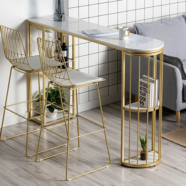 Marble Indoor Double Pedestal Cocktail Bar Table Storage Modern Pub/Bar Table Clearhalo 'Bar Furniture' 'Bar Tables' 'bar_tables' 'furn' 'furn_bar_tables' 'Furniture' 'furniture_bar_tables' 'Kitchen & Dining Furniture' 'kitchen&dining_furn' 'kitchen' 4335548