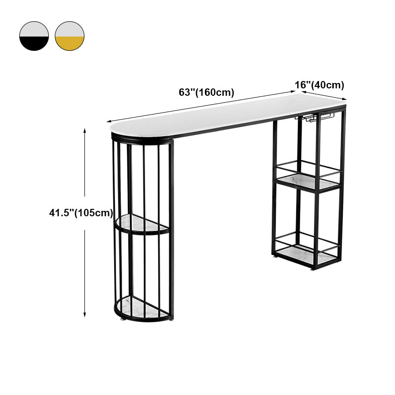 Marble Indoor Double Pedestal Cocktail Bar Table Storage Modern Pub/Bar Table Clearhalo 'Bar Furniture' 'Bar Tables' 'bar_tables' 'furn' 'furn_bar_tables' 'Furniture' 'furniture_bar_tables' 'Kitchen & Dining Furniture' 'kitchen&dining_furn' 'kitchen' 4335552