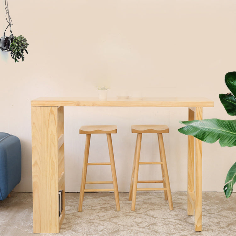 Modern Solid Wood Rectangle Counter Table Natural Storage Bistro Bar Height Cocktail Table 47.2"L x 15.7"W x 41.3"H Without Chairs Clearhalo 'Bar Furniture' 'Bar Tables' 'bar_tables' 'furn' 'furn_bar_tables' 'Furniture' 'furniture_bar_tables' 'Kitchen & Dining Furniture' 'kitchen&dining_furn' 'kitchen' 4335579