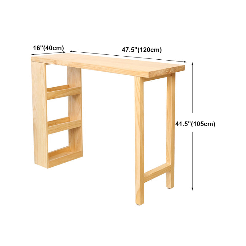 Modern Solid Wood Rectangle Counter Table Natural Storage Bistro Bar Height Cocktail Table Clearhalo 'Bar Furniture' 'Bar Tables' 'bar_tables' 'furn' 'furn_bar_tables' 'Furniture' 'furniture_bar_tables' 'Kitchen & Dining Furniture' 'kitchen&dining_furn' 'kitchen' 4335584