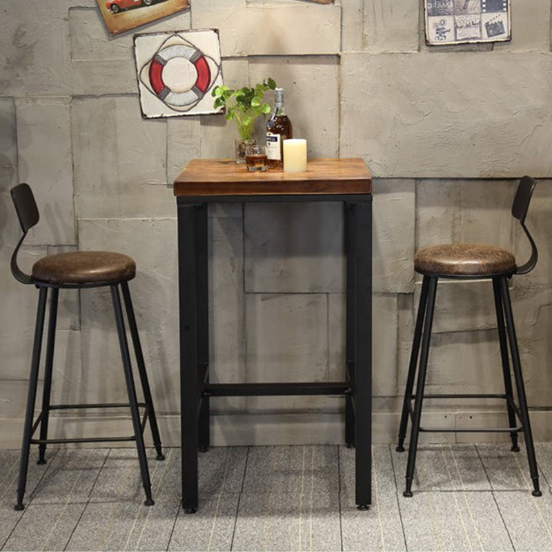 Modern Squared Bar Dining Table Indoor Wood Bar Height Table with Iron Base 42-Inch Top 23.6"L x 23.6"W x 41.3"H Without Chairs Clearhalo 'Bar Furniture' 'Bar Tables' 'bar_tables' 'furn' 'furn_bar_tables' 'Furniture' 'furniture_bar_tables' 'Kitchen & Dining Furniture' 4335592