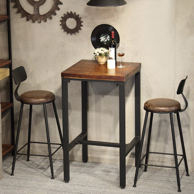 Modern Squared Bar Dining Table Indoor Wood Bar Height Table with Iron Base 42-Inch Top Clearhalo 'Bar Furniture' 'Bar Tables' 'bar_tables' 'furn' 'furn_bar_tables' 'Furniture' 'furniture_bar_tables' 'Kitchen & Dining Furniture' 4335597