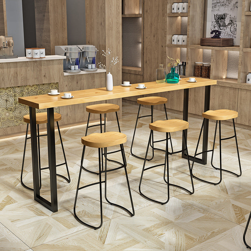 Cafe and Break-room Bistro Bar Desk Modern Rectangle Wood Counter-height Pub Table 118.1"L x 15.7"W x 41.3"H Without Chairs Clearhalo 'Bar Furniture' 'Bar Tables' 'bar_tables' 'furn' 'furn_bar_tables' 'Furniture' 'furniture_bar_tables' 'Kitchen & Dining Furniture' 'kitchen&dining_furn' 'kitchen' 4335603