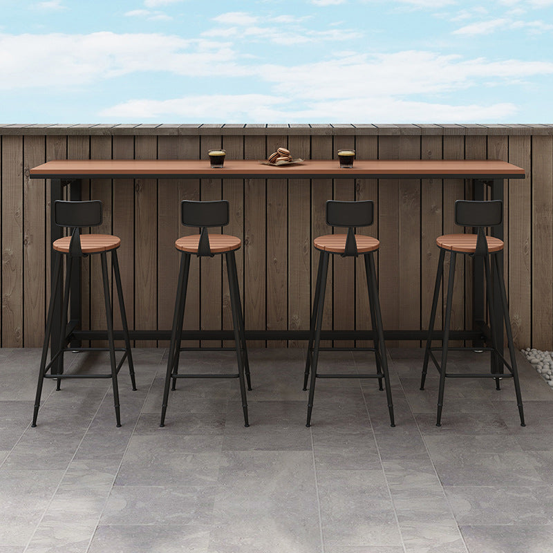 Balcony Rectangle Modern Pub Bar Table Footrest Trestle Wood Bar/Dinette Table 55.1"L x 17.7"W x 41.3"H Black Without Chairs Clearhalo 'Bar Furniture' 'Bar Tables' 'bar_tables' 'furn' 'furn_bar_tables' 'Furniture' 'furniture_bar_tables' 'Kitchen & Dining Furniture' 4335627
