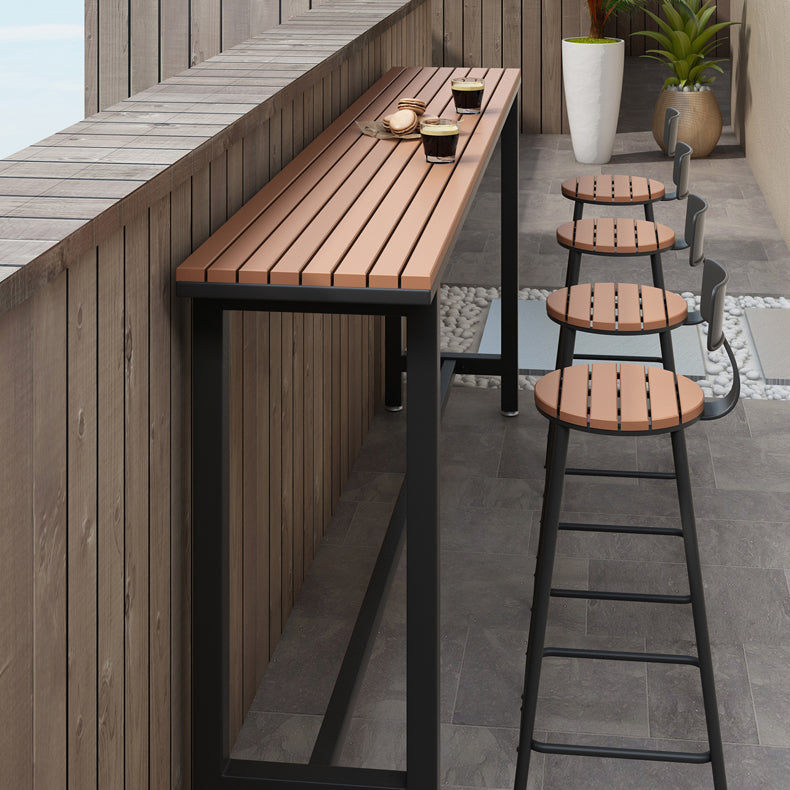 Balcony Rectangle Modern Pub Bar Table Footrest Trestle Wood Bar/Dinette Table Clearhalo 'Bar Furniture' 'Bar Tables' 'bar_tables' 'furn' 'furn_bar_tables' 'Furniture' 'furniture_bar_tables' 'Kitchen & Dining Furniture' 4335633