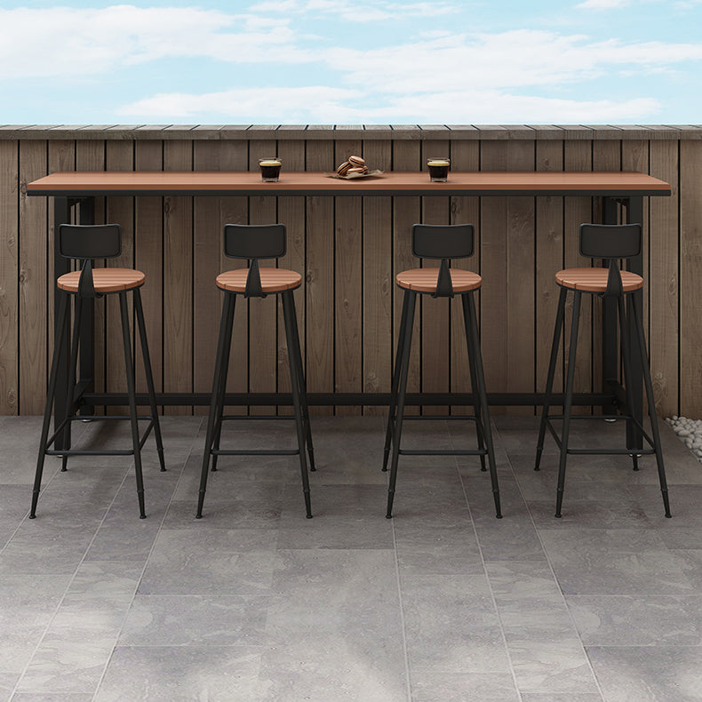 Balcony Rectangle Modern Pub Bar Table Footrest Trestle Wood Bar/Dinette Table Clearhalo 'Bar Furniture' 'Bar Tables' 'bar_tables' 'furn' 'furn_bar_tables' 'Furniture' 'furniture_bar_tables' 'Kitchen & Dining Furniture' 4335634