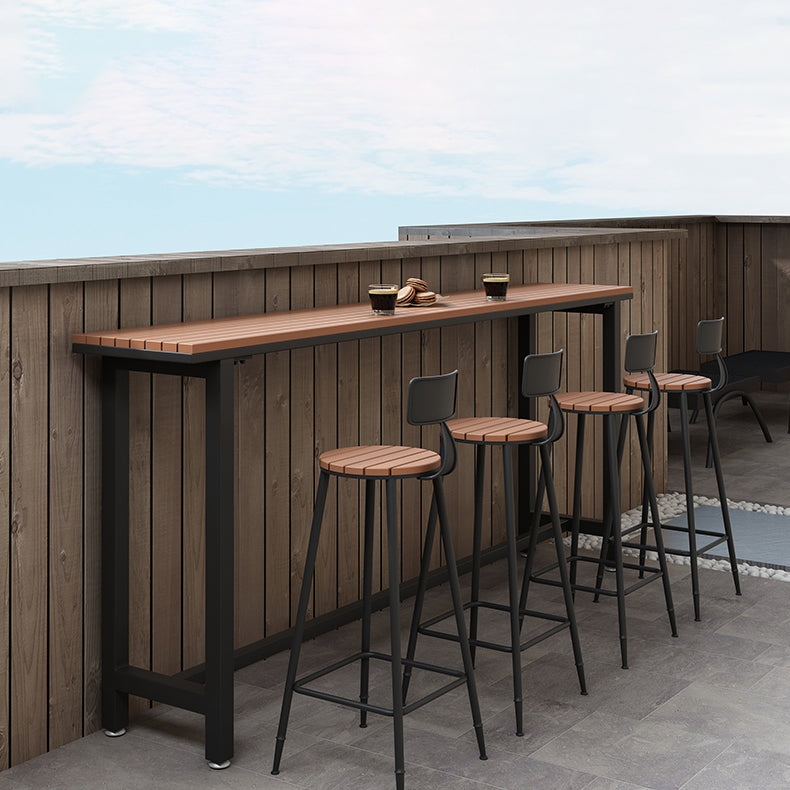 Balcony Rectangle Modern Pub Bar Table Footrest Trestle Wood Bar/Dinette Table Clearhalo 'Bar Furniture' 'Bar Tables' 'bar_tables' 'furn' 'furn_bar_tables' 'Furniture' 'furniture_bar_tables' 'Kitchen & Dining Furniture' 4335636