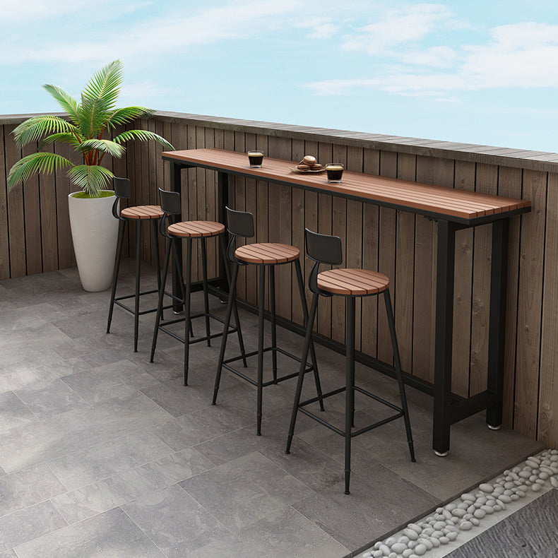 Balcony Rectangle Modern Pub Bar Table Footrest Trestle Wood Bar/Dinette Table Clearhalo 'Bar Furniture' 'Bar Tables' 'bar_tables' 'furn' 'furn_bar_tables' 'Furniture' 'furniture_bar_tables' 'Kitchen & Dining Furniture' 4335638