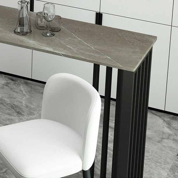 Modern Rectangle Bar Dining Table Indoor Bar Height Table with Iron Base 42-Inch Top Clearhalo 'Bar Furniture' 'Bar Tables' 'bar_tables' 'furn' 'furn_bar_tables' 'Furniture' 'furniture_bar_tables' 'Kitchen & Dining Furniture' 'kitchen&dining_furn' 'kitchen' 4335650