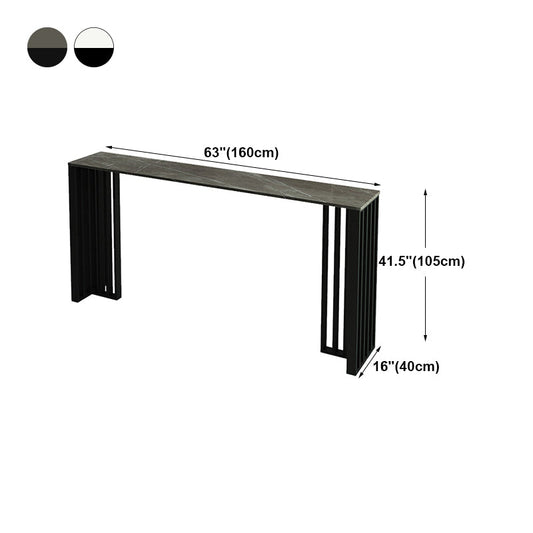 Modern Rectangle Bar Dining Table Indoor Bar Height Table with Iron Base 42-Inch Top Clearhalo 'Bar Furniture' 'Bar Tables' 'bar_tables' 'furn' 'furn_bar_tables' 'Furniture' 'furniture_bar_tables' 'Kitchen & Dining Furniture' 'kitchen&dining_furn' 'kitchen' 4335657