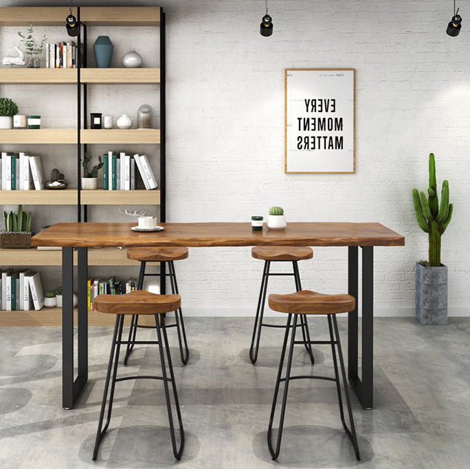 Indoor Rectangle Sled Bistro Accent Dining Table Wood Modern Cocktail Bar Table in Brown Clearhalo 'Bar Furniture' 'Bar Tables' 'bar_tables' 'furn' 'furn_bar_tables' 'Furniture' 'furniture_bar_tables' 'Kitchen & Dining Furniture' 'kitchen&dining_furn' 'kitchen' 4335667