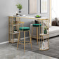 Modern Bar Dining Table Indoor Bar Height Table with Iron Base 42-Inch Top 70.9"L x 15.7"W x 41.3"H Gold Without Chairs Clearhalo 'Bar Furniture' 'Bar Tables' 'bar_tables' 'furn' 'furn_bar_tables' 'Furniture' 'furniture_bar_tables' 'Kitchen & Dining Furniture' 'kitchen&dining_furn' 'kitchen' 4335689