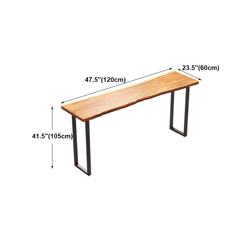 Modern Rectangle Bar Dining Table Wood Sled Bar Height Cocktail Table with Iron Base Clearhalo 'Bar Furniture' 'Bar Tables' 'bar_tables' 'furn' 'furn_bar_tables' 'Furniture' 'furniture_bar_tables' 'Kitchen & Dining Furniture' 'kitchen&dining_furn' 'kitchen' 4335715