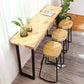 Modern Rectangle Bar Dining Table Wood Sled Bar Height Pub Table with Iron Base 55.1"L x 17.7"W x 41.3"H Without Chairs Clearhalo 'Bar Furniture' 'Bar Tables' 'bar_tables' 'furn' 'furn_bar_tables' 'Furniture' 'furniture_bar_tables' 'Kitchen & Dining Furniture' 4335726