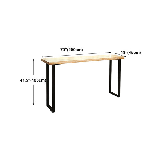 Modern Rectangle Bar Dining Table Wood Sled Bar Height Pub Table with Iron Base Clearhalo 'Bar Furniture' 'Bar Tables' 'bar_tables' 'furn' 'furn_bar_tables' 'Furniture' 'furniture_bar_tables' 'Kitchen & Dining Furniture' 4335738