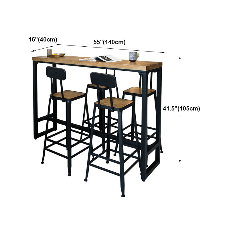 Modern Rectangle Bar Dining Table Wood Trestle Bar Height Pub Table with Iron Base Clearhalo 'Bar Furniture' 'Bar Tables' 'bar_tables' 'furn' 'furn_bar_tables' 'Furniture' 'furniture_bar_tables' 'Kitchen & Dining Furniture' 'kitchen&dining_furn' 'kitchen' 4335756