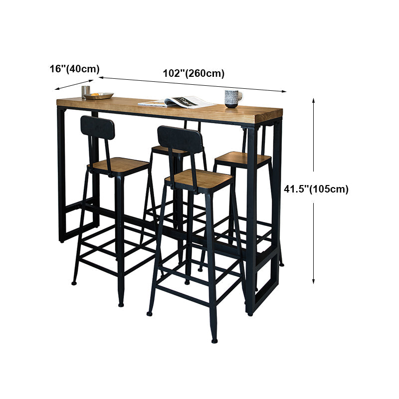 Modern Rectangle Bar Dining Table Wood Trestle Bar Height Pub Table with Iron Base Clearhalo 'Bar Furniture' 'Bar Tables' 'bar_tables' 'furn' 'furn_bar_tables' 'Furniture' 'furniture_bar_tables' 'Kitchen & Dining Furniture' 'kitchen&dining_furn' 'kitchen' 4335762
