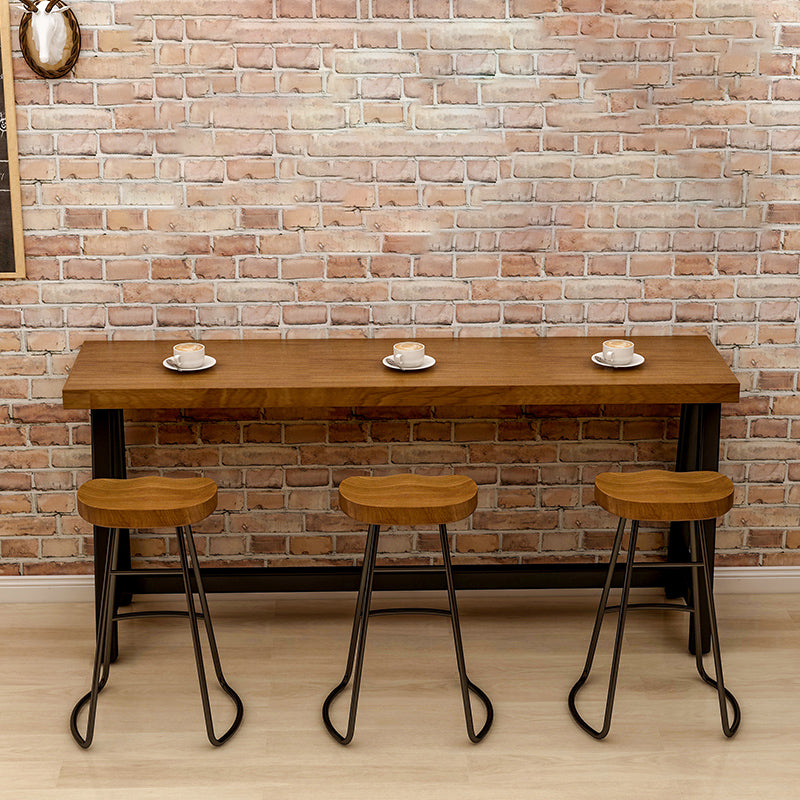 Contemporary Rectangle Bar Dining Table Wood Trestle Bar Height Table 42-Inch Top 78.7"L x 15.7"W x 41.3"H Without Chairs Clearhalo 'Bar Furniture' 'Bar Tables' 'bar_tables' 'furn' 'furn_bar_tables' 'Furniture' 'furniture_bar_tables' 'Kitchen & Dining Furniture' 'kitchen&dining_furn' 'kitchen' 4335768