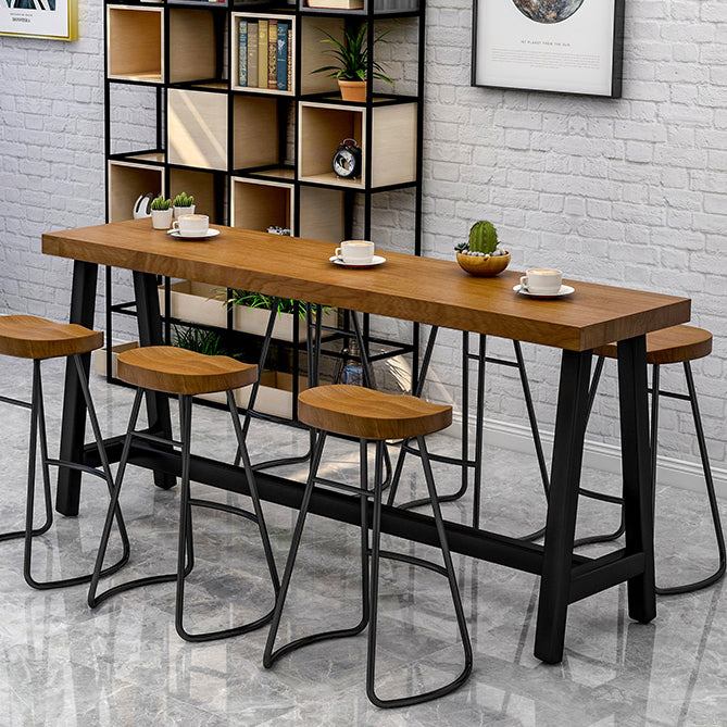 Contemporary Rectangle Bar Dining Table Wood Trestle Bar Height Table 42-Inch Top 47.2"L x 15.7"W x 41.3"H Without Chairs Clearhalo 'Bar Furniture' 'Bar Tables' 'bar_tables' 'furn' 'furn_bar_tables' 'Furniture' 'furniture_bar_tables' 'Kitchen & Dining Furniture' 'kitchen&dining_furn' 'kitchen' 4335776