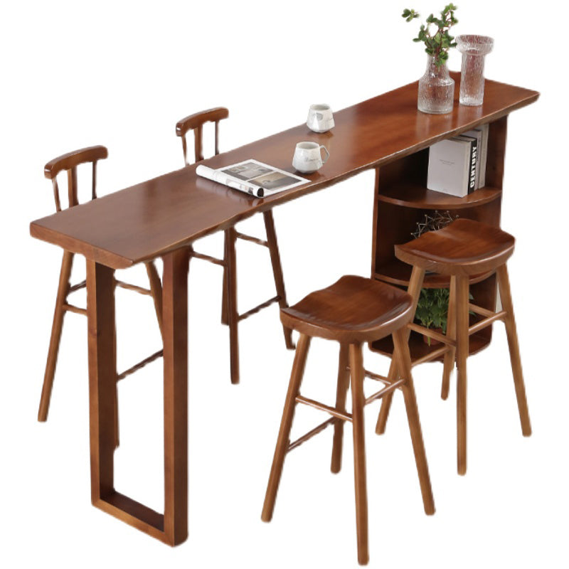Contemporary Rectangle Bar Dining Table Wood Bar Height Table with Shelves 47.2"L x 15.7"W x 41.3"H Without Chairs Clearhalo 'Bar Furniture' 'Bar Tables' 'bar_tables' 'furn' 'furn_bar_tables' 'Furniture' 'furniture_bar_tables' 'Kitchen & Dining Furniture' 'kitchen&dining_furn' 'kitchen' 4335792