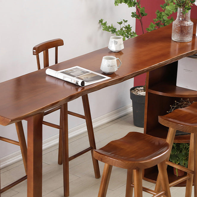 Contemporary Rectangle Bar Dining Table Wood Bar Height Table with Shelves Clearhalo 'Bar Furniture' 'Bar Tables' 'bar_tables' 'furn' 'furn_bar_tables' 'Furniture' 'furniture_bar_tables' 'Kitchen & Dining Furniture' 'kitchen&dining_furn' 'kitchen' 4335793