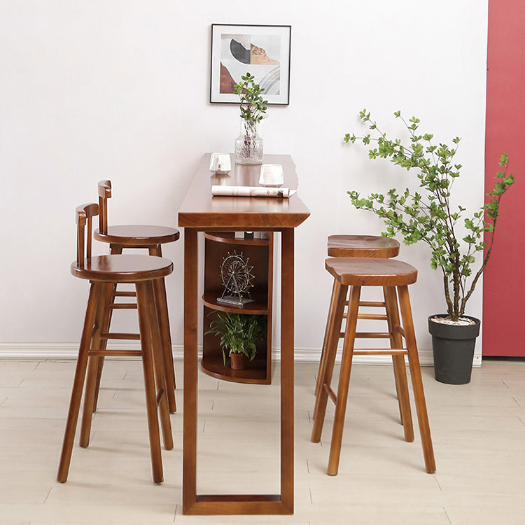 Contemporary Rectangle Bar Dining Table Wood Bar Height Table with Shelves Clearhalo 'Bar Furniture' 'Bar Tables' 'bar_tables' 'furn' 'furn_bar_tables' 'Furniture' 'furniture_bar_tables' 'Kitchen & Dining Furniture' 'kitchen&dining_furn' 'kitchen' 4335798