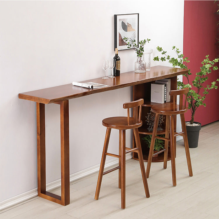 Contemporary Rectangle Bar Dining Table Wood Bar Height Table with Shelves Clearhalo 'Bar Furniture' 'Bar Tables' 'bar_tables' 'furn' 'furn_bar_tables' 'Furniture' 'furniture_bar_tables' 'Kitchen & Dining Furniture' 'kitchen&dining_furn' 'kitchen' 4335800