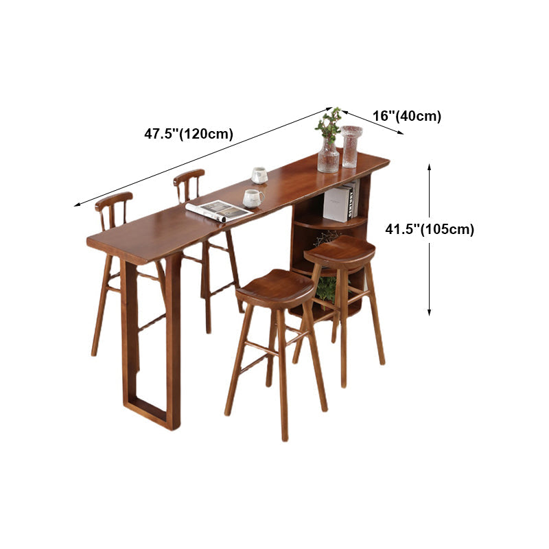 Contemporary Rectangle Bar Dining Table Wood Bar Height Table with Shelves Clearhalo 'Bar Furniture' 'Bar Tables' 'bar_tables' 'furn' 'furn_bar_tables' 'Furniture' 'furniture_bar_tables' 'Kitchen & Dining Furniture' 'kitchen&dining_furn' 'kitchen' 4335801