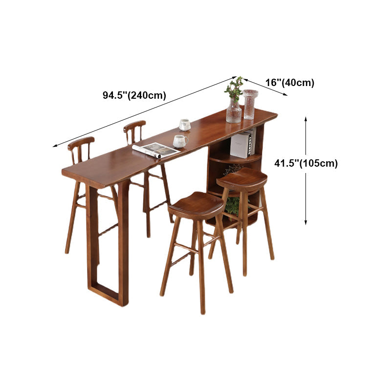 Contemporary Rectangle Bar Dining Table Wood Bar Height Table with Shelves Clearhalo 'Bar Furniture' 'Bar Tables' 'bar_tables' 'furn' 'furn_bar_tables' 'Furniture' 'furniture_bar_tables' 'Kitchen & Dining Furniture' 'kitchen&dining_furn' 'kitchen' 4335807