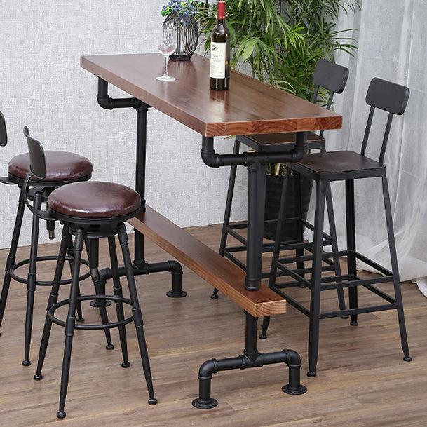 Modern Rectangle Bar Dining Table Wood Bar Height Table with Tube-Shaped Base Clearhalo 'Bar Furniture' 'Bar Tables' 'bar_tables' 'furn' 'furn_bar_tables' 'Furniture' 'furniture_bar_tables' 'Kitchen & Dining Furniture' 'kitchen&dining_furn' 'kitchen' 4335832