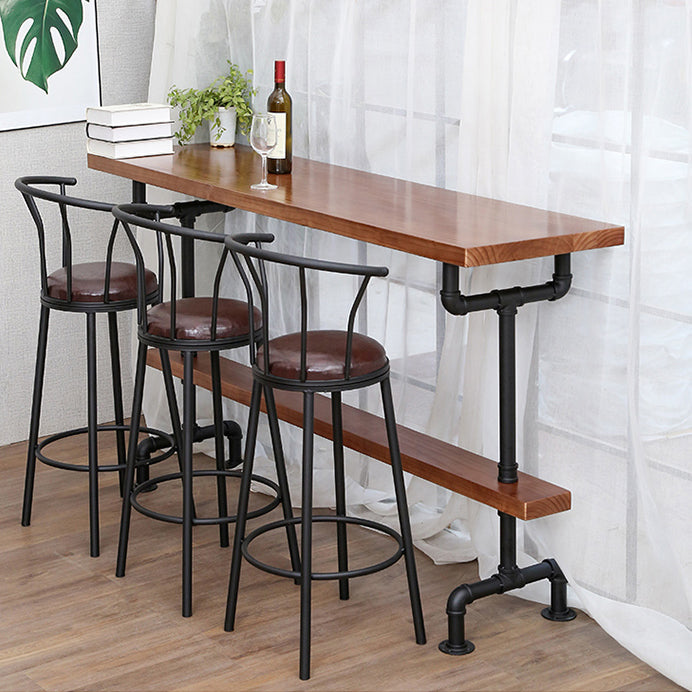 Modern Rectangle Bar Dining Table Wood Bar Height Table with Tube-Shaped Base Clearhalo 'Bar Furniture' 'Bar Tables' 'bar_tables' 'furn' 'furn_bar_tables' 'Furniture' 'furniture_bar_tables' 'Kitchen & Dining Furniture' 'kitchen&dining_furn' 'kitchen' 4335834
