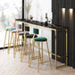Marble Rectangle Counter Height Dining Table Indoor Footrest Pub Height Dining Table 86.6"L x 15.7"W x 41.3"H Black-Gold Without Chairs Clearhalo 'Bar Furniture' 'Bar Tables' 'bar_tables' 'furn' 'furn_bar_tables' 'Furniture' 'furniture_bar_tables' 'Kitchen & Dining Furniture' 4335847